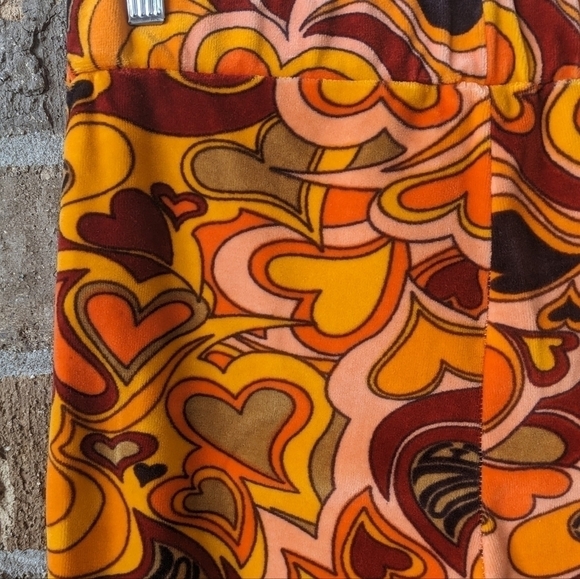 Urban Outfitters NGOrder Velour Trouser Pant Retro Love Hearts Size 10 - Picture 8 of 11